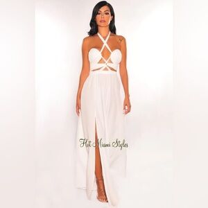 Hot Miami Styles Strappy White Dress - Small - NWT